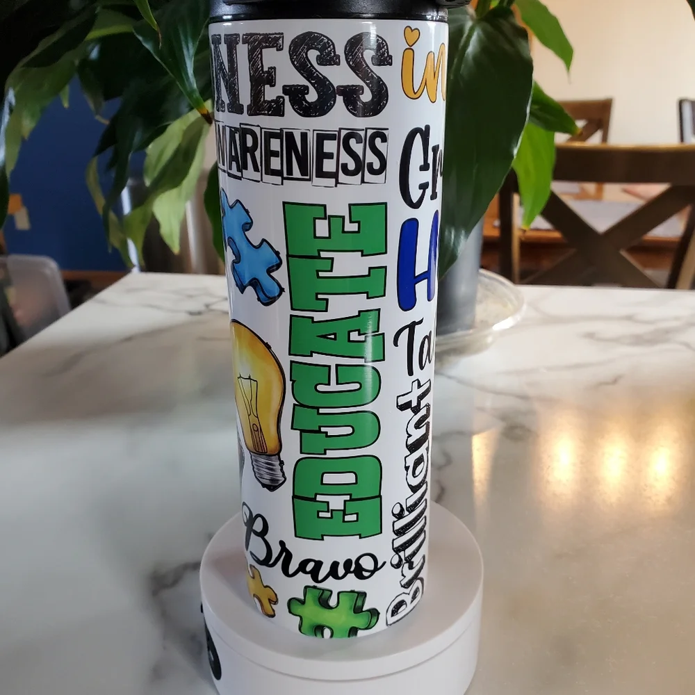Autism Awareness inspire, KINDNESS 20oz Tumbler with duo lids 🎉sale
